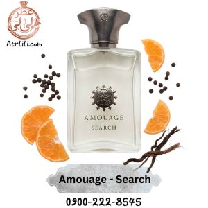 عطر آمواج سرچ در پس زمینه سفید با نت‌های پرتقال ماندارین و فلفل سیاه